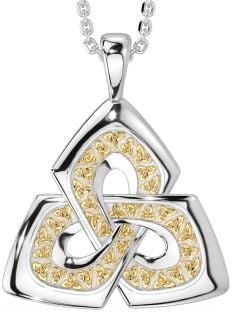 White Yellow Gold Celtic Trinity Knot Necklace