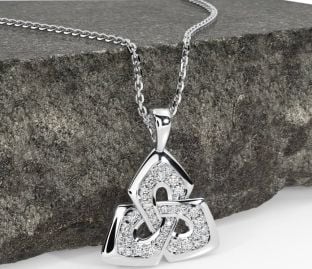Diamond White Gold Celtic Trinity Knot Necklace