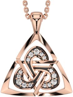 Diamond Rose Gold Silver Black Rhodium Celtic Trinity Knot Necklace