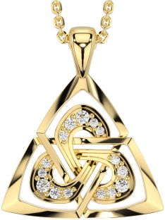 Diamond Gold Silver Celtic Trinity Knot Necklace