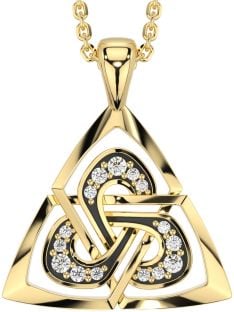 Diamond Gold Silver Black Rhodium Celtic Trinity Knot Necklace
