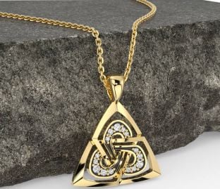 Diamond Gold Silver Black Rhodium Celtic Trinity Knot Necklace