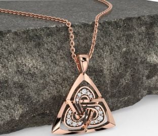 Diamond Rose Gold Black Rhodium Celtic Trinity Knot Necklace