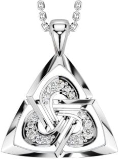 Diamant Argent celtique Trinité Noeud Collier