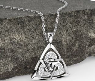 Diamond White Gold Celtic Trinity Knot Necklace