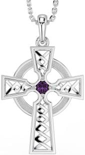 Alexandrite Silver Celtic Cross Necklace