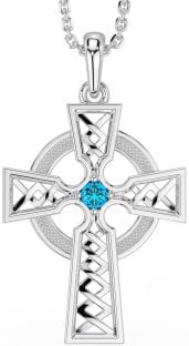 Topaz Silver Celtic Cross Necklace