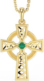 Emerald Gold Celtic Cross Necklace