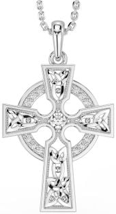 Diamond Silver Celtic Cross Necklace