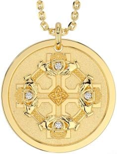 Diamond Gold Claddagh Celtic Knot Necklace