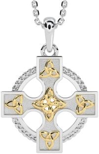 Gold Silver Celtic Cross Necklace