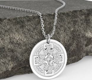 Diamond Silver Celtic Shamrock Necklace