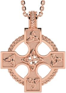 Rose Gold Silver Celtic Cross Trinity Knot Necklace