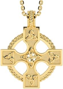 Gold Silver Celtic Cross Trinity Knot Necklace