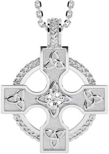 Silver Celtic Cross Trinity Knot Necklace