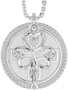 White Gold Celtic Shamrock Trinity Knot Necklace