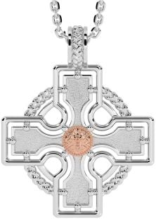 Rose Gold Silver Celtic Cross Necklace