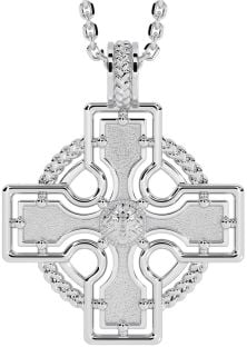 White Gold Celtic Cross Necklace