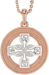 Rose Gold Silver Celtic Cross Trinity Knot Necklace