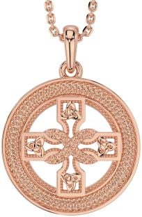 Rose Gold Silver Celtic Cross Trinity Knot Necklace