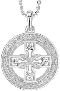 Silver Celtic Cross Trinity Knot Necklace