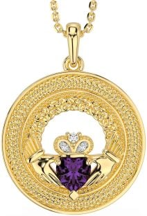 Diamond Alexandrite Gold Silver Claddagh Celtic Trinity Knot Necklace