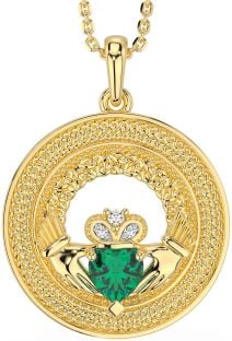 Diamond Emerald Gold Silver Claddagh Celtic Trinity Knot Necklace