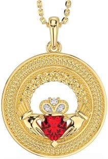 Diamond Ruby Gold Silver Claddagh Celtic Trinity Knot Necklace