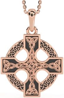 Rose Gold Silver Black Rhodium Celtic Cross Necklace