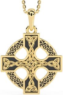 Gold Silver Black Rhodium Celtic Cross Necklace