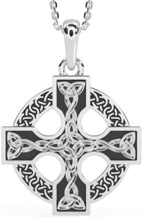 Silver Black Rhodium Celtic Cross Necklace