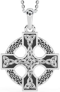 White Gold Black Rhodium Celtic Cross Necklace