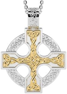 Gold Silver Celtic Cross Necklace