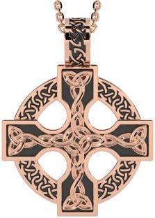 Rose Gold Silver Black Rhodium Celtic Cross Necklace