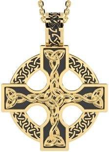 Gold Silver Black Rhodium Celtic Cross Necklace