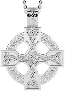 White Gold Celtic Cross Necklace