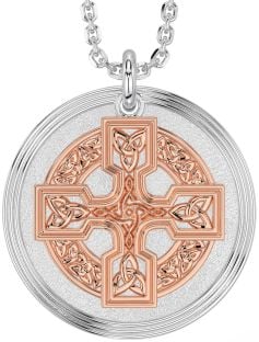 Rose Gold Silver Celtic Cross Necklace