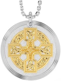 Gold Silver Celtic Cross Necklace