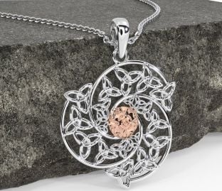 Rose Gold Silver Celtic Trinity knot Warrior Necklace