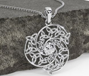 White Gold Celtic Trinity knot Warrior Necklace