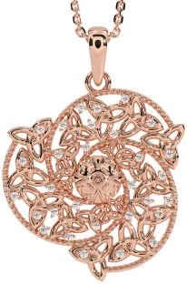 Diamond Rose Gold Celtic Trinity knot Warrior Necklace