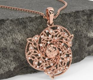 Diamond Rose Gold Celtic Trinity knot Warrior Necklace