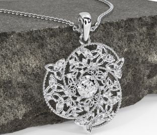 Diamond White Gold Celtic Trinity knot Warrior Necklace