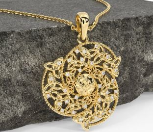 Diamond Gold Celtic Trinity knot Warrior Necklace
