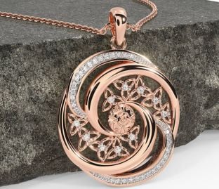 Diamond Rose Gold Celtic Warrior Trinity knot Necklace