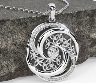 Diamond White Gold Celtic Warrior Trinity knot Necklace