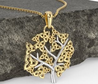 Gold Silver Celtic Tree of Life Trinity Knot Necklace