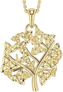 Gold Silver Celtic Tree of Life Trinity Knot Necklace