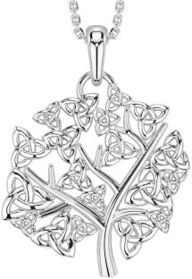 Silver Celtic Tree of Life Trinity Knot Necklace