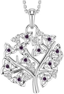 Alexandrite Silver Celtic Tree of Life Trinity Knot Necklace